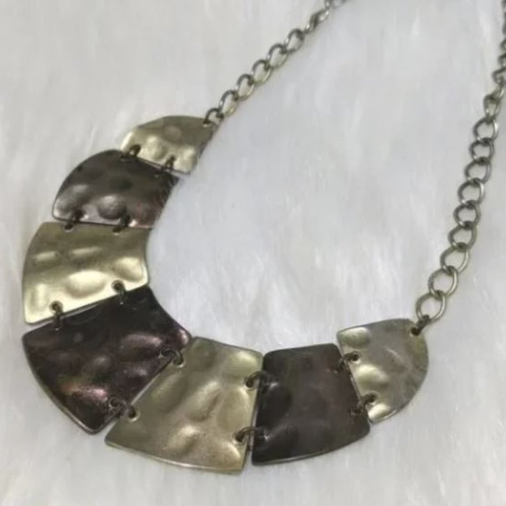 Two Toned Metal Collar Necklace